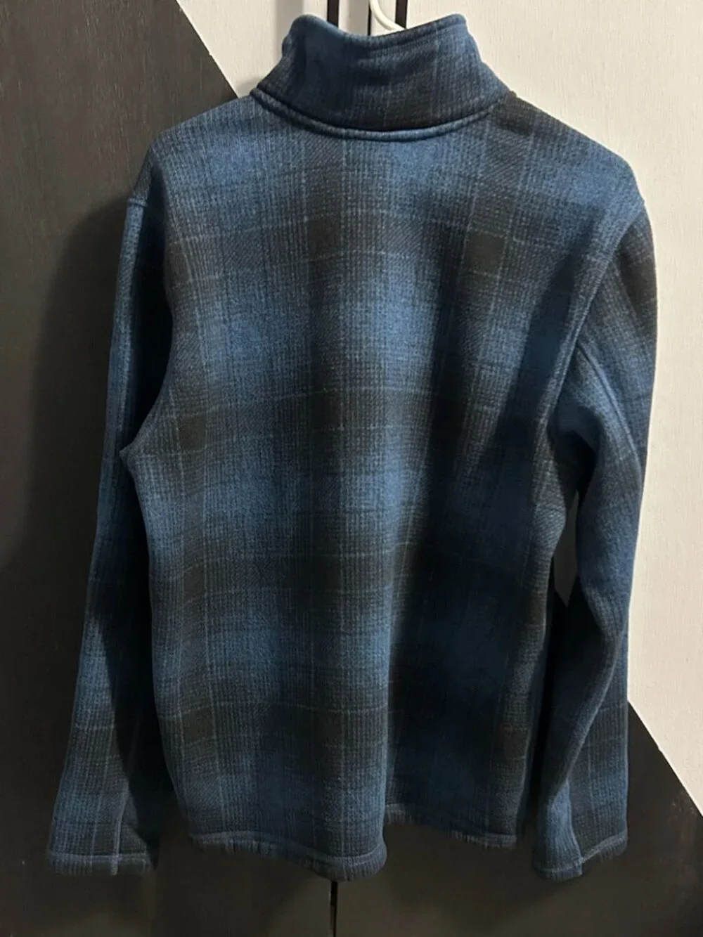 North Face Blue/Black Plaid Sweater Fleece 1/2 Zip Pullover Men's Size L